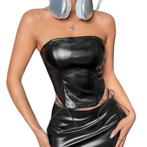 SHEIN Faux Leather Tube Top